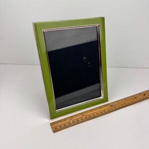 Sage Green Tea Lacquer Enamel Border Silver Accents Pic Photo Frame 5x7 READ